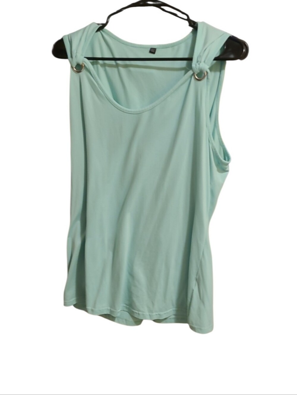 Sleeveless Knot-Shoulder Tank Top - Mint Green